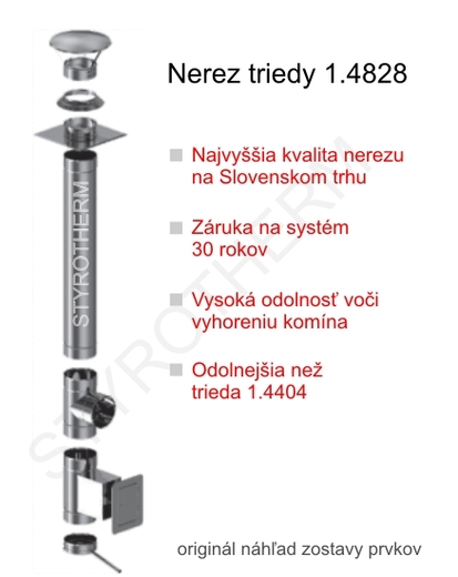6m Nerezový komín Ø 130mm - 1.4828 - 0,8mm